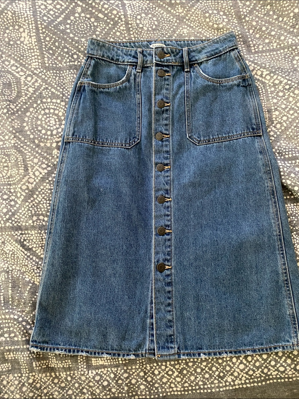Old Navy Button-Front Denim Midi Skirt